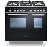 KENWOOD CK406 90 cm Dual Fuel Range Cooker - Black & Chrome, Black