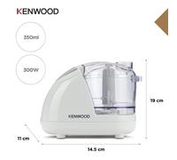 Kenwood Mini Chopper, 0.35 Litre Dishwasher Safe Bowl, 2 Speeds, Rubber Feet for Food Chopper Stability, 300 W, CH180B, Assorted