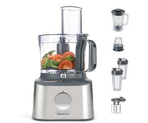 Kenwood Multipro Compact+ FDM312 SS, 5-in-1 Compact Food Processor, Stainless Steel, 2.1 L Capacity, digital weighing scale, Jug Blender, Spicemill, 2x Smoothie Blender, 800 W