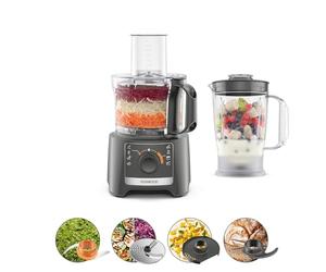 Kenwood MultiPro Compact FDP31.170GY, Food Processor, Kneading Function and Slicing Disc, Blender 1.2L, 2 Speeds + Pulse, Bowl 2.1L, 800W, Grey