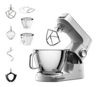 Kenwood Titanium Chef Baker KVC85.004SI Food Processor with Integrated Scale, Includes 3-Piece Patisserie Set, 5 L and 3.5 L Mixing Bowl, Continuous Speed Control, 1200 W, Silver