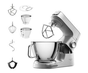 Kenwood Titanium Chef Baker KVC85.004SI Food Processor with Integrated Scale, Includes 3-Piece Patisserie Set, 5 L and 3.5 L Mixing Bowl, Continuous Speed Control, 1200 W, Silver