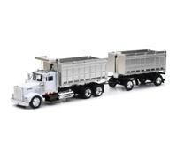 Kenworth W900 Double Dump Truck with Trailer in Red and Chrome, cab is die-cast Metal, Balance is high Impact Plastic,unisex-children