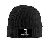 kenwozi Tiger Logo Woods Custom Winter Warm Knit Cap Beanie Hat Hip Hop Cap Adjustable Black