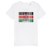 Kenya Barcode Style Flag - Childrens/Kids 100% Organic Cotton T-Shirt - White - 7-8 Years