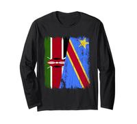 Kenya Congo Half Flag Kenyan Congolese Pride Jersey Long Sleeve T-Shirt