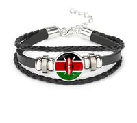 Kenya Flag Bracelet,Woven Leather Flags Bracelets,Detachable Flag Bracelet For Men And Women,National Cuff Rope Wristband Jewelry,Fashion Handmade Bracelet For Man Woman Special Day'S Gift,Style,