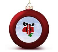 Kenya Flag Christmas Balls Ornaments - National Flag Keepsake - Red Kenya Hanging Ornaments Balls for Christmas Trees Merry Christmas Baubles New Year for Family