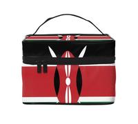 Kenya Flag Design Travel Makeup Organizer - Durable Twill Case with Generous Compartments