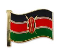 Kenya Flag Enamel Pin Badge, 20mm, Black, Red, Green Colours, Butterfly Clasp