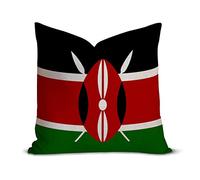 Kenya Flag Farmhouse Decorative Throw Pillow Case 18 x 18 Inch, Vintage Retro Rustic Flag Cushion Cover Case, Patriotic Square Pillow Case Cotton Linen Cushion Case for Mom Dad Friends Gift
