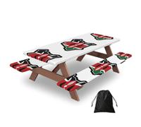 Kenya Flag Map Print Camping Essentials Waterproof Camping Table And Bench Cover With Drawstring Bag 183 Cm