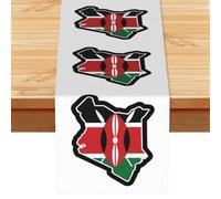 Kenya Flag Map Print Farmhouse Table Runner Heat-Resistant Dining Table Runner For Party Kitchen Office Home 33x183cm