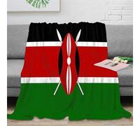 Kenya Flag Print Blanket for Sofa Couch Bed - Fleece Throw Decorative National Flag Theme Sherpa Blanket 3D Pattern Plush Fuzzy 50x60inch(127x152cm)