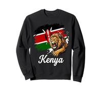 Kenya Flag Roaring Lion Maasai Shield Patriot Sweatshirt