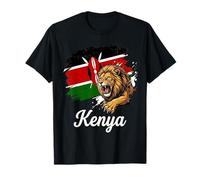 Kenya Flag Roaring Lion Maasai Shield Patriot T-Shirt