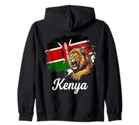 Kenya Flag Roaring Lion Maasai Shield Patriot Zip Hoodie