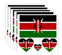 Kenya Flag Tattoo, Kenyan Banner Tattoos Decoration Stickers, Rectangle Heart Waterproof Stickers for Party Parade Kenya (5 Sheets)