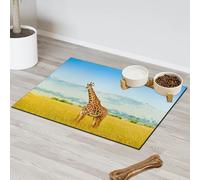 Kenya Giraffe Animals Pet Feeding Mat for Cat Dog Water Bowl Food Mats Giraffe Design Pet Feeding Mats Absorbent Nti-Slip Contain Spills Protects Floors Placemat 30.4 x 50.8 cm