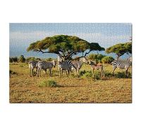 Kenya Masai Mara Zebras Safari Jigsaw Puzzle for Adults 300 Piece Travel Gift Souvenir 38x26CM