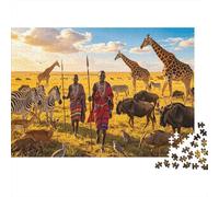 Kenya Tribe 1000 Piece Jigsaw Puzzle Recycled Paper African Savanna Puzzles for Elderly Fun And Challenging Family Game Perfect for Holiday Blessings 70x50cm/1000pcs