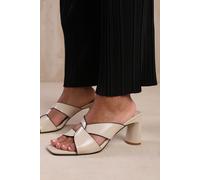 'Kenya' Twist Over Strap Block Heel Mules Where's That From Beige 4