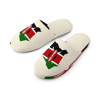 Kenyan Flag Map Cotton Slippers for Men Memory Foam House Slippers Soft Anti-skid Sole Indoor Outdoor Shoes