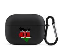 Kenyan Flag Map Funny Bluetooth Earbuds Case with Keychain Colorful Wireless Headphones Covers Compatible with AirPods Pro