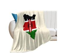 Kenyan Flag Map Lightweight Blanket Throw Warm Flannel Blankets Soft Throws for Sofa Bed Couch