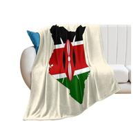 Kenyan Flag Map Lightweight Blanket Throw Warm Flannel Blankets Soft Throws for Sofa Bed Couch