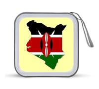 Kenyan Flag Map Printed CD Case Hard Plastic Protective DVD Storage Binder Bag for Home Office