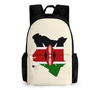 Kenyan Flag Map Trendy Printed Travel Backpack with Pocket Funny 16 Inch Shoulder Daypack for Work Hiking Camping