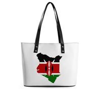 Kenyan Flag Map Women's Top Handle Handbags Trendy Leather Purse Tote Bag for Lady