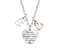 KENYG Necklace Gift for Boys Girls Heart Shape Pendant Necklaces With 26 Initial Letters,Inspirational Necklace for Daughter Niece Sistes Best Friends (F)