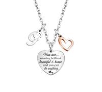 KENYG Necklace Gift for Boys Girls Heart Shape Pendant Necklaces With 26 Initial Letters,Inspirational Necklace for Daughter Niece Sistes Best Friends (G)