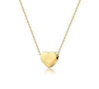 KENYG S925 Silver A-Z Capital Initial Heart Pendant Adjustable Necklaces for Women Girls Lady for Christmas Birthday Graduation Choker Gold Tiny Necklaces Fashion Jewellery (O)