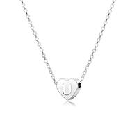 KENYG S925 Silver A-Z Capital Initial Heart Pendant Necklaces for Women Girls Lady for Christmas Birthday Graduation,Women Choker Tiny Necklaces Fashion Jewellery (U)