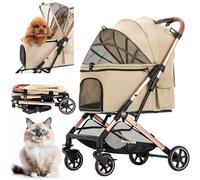 Kenyone Medium Dog Stroller - Up to 55lbs, Aluminum Frame, One Click Fold, No Zip Entry, Detachable Mesh, Multiple Pockets