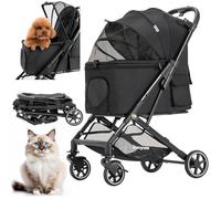 Kenyone Medium Dog Stroller - Up to 55lbs, Aluminum Frame, One Click Fold, No Zip Entry, Detachable Mesh, Multiple Pockets