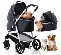 Kenyone Pet Stroller 3 in 1 Dog Stroller for Medium Small Size Dogs, Large Cat Stroller with Detachable Carrier for Puppies, Doggies, Kitties, Bunnies (C510 Navy)