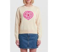 Kenzo Cotton and Wool Crew Neck Knit Top with Boke Heart Logo - Size: M - female