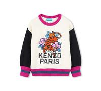 Kenzo Kids floral tiger intarsia jumper - White 6