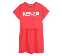 Kenzo Kids logo-print flower-detail dress - Red 2-3-4-5-6-8-10-12-14