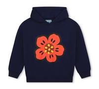 KENZO KIDS Navy Blue Cotton Boke Flower Hoodie-14 Years