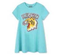 Kenzo Kids Tiger Head-print cotton dress - Blue 3-4-12