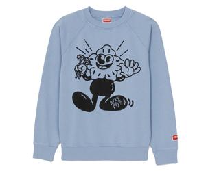 Kenzo Mens Boke Boy Flower Graphic Light Blue Sweatshirt Cotton - Size Medium