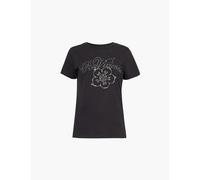 Kenzo Womens Black Constellation Metallic Brand-embroidered Cotton-jersey T-shirt M