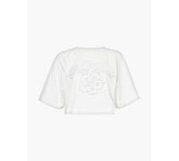 Kenzo Womens White Constellation Cropped Cotton-jersey T-shirt L