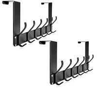KEOAMG 2Pack Foldable Over The Door Hanger, No Assembly Required Door Hanger Hook, Sturdy Over The Door Coat Rack, Over The Door Hooks for Hanging Clothes, Towels, Hats, Matte Black