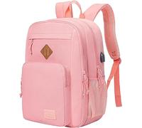 KEOFID Classic Travel Backpack for Men and Women, Anti Theft Laptop Backpack with USB Charging port, Large Bag for College(Pink)